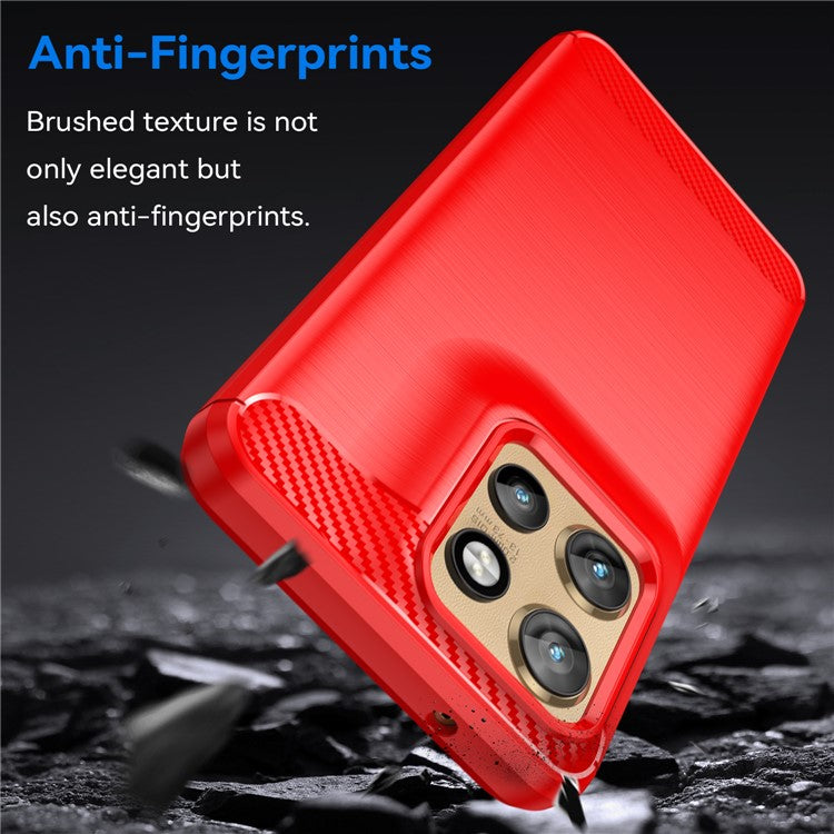For Motorola Edge 50 Neo 5G / Moto S50 5G / ThinkPhone 25 5G Case Carbon Fiber Texture Brushed Phone Back Cover - Red