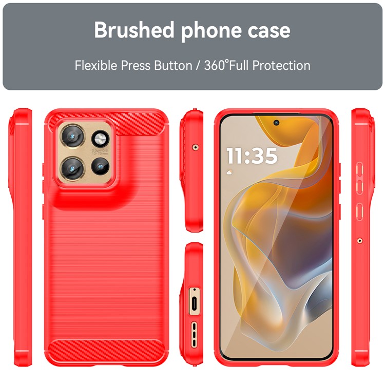 For Motorola Edge 50 Neo 5G / Moto S50 5G / ThinkPhone 25 5G Case Carbon Fiber Texture Brushed Phone Back Cover - Red