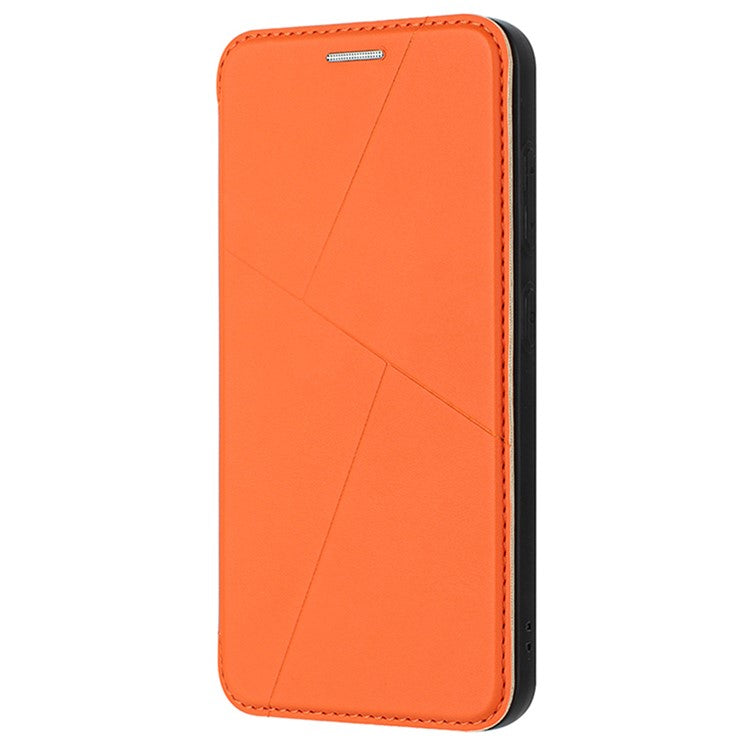 For Samsung Galaxy S24+ Case Magnetic Closure Card Slot Leather Flip Phone Cover - Orange