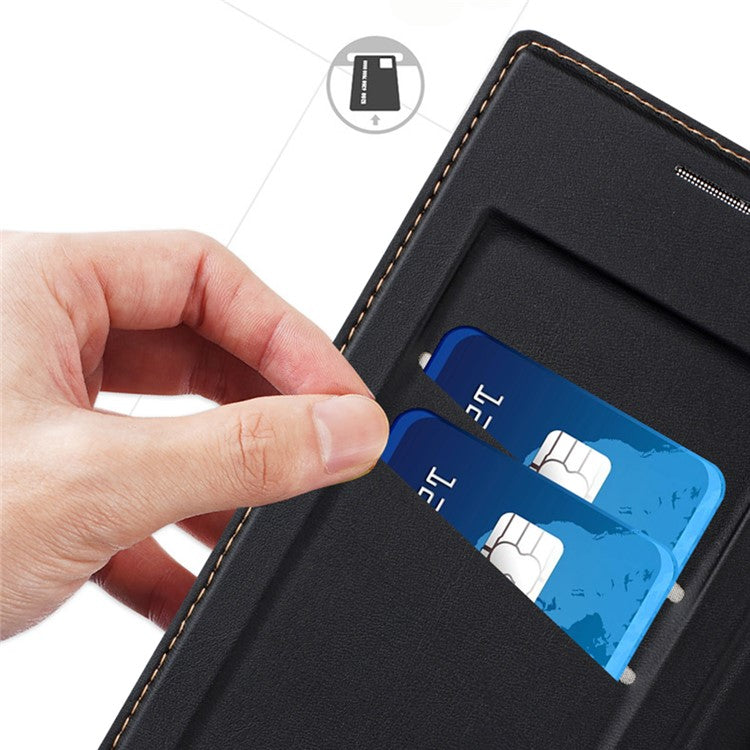 For Samsung Galaxy S24+ Case Magnetic Closure Card Slot Leather Flip Phone Cover - Orange