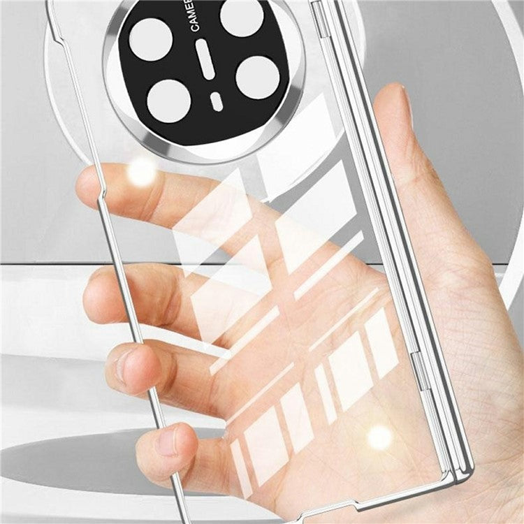 GKK For Huawei Mate X6 Case Ultra Clear Magnetic Hinge PC + Tempered Glass Phone Cover - Silver