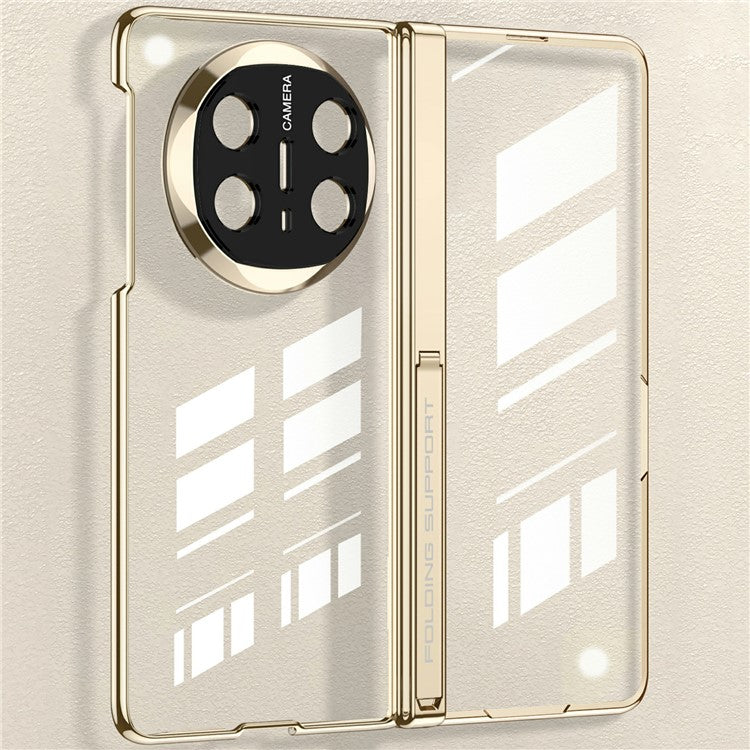 GKK For Huawei Mate X6 Case Ultra Clear Magnetic Hinge PC + Tempered Glass Phone Cover - Champagne Gold