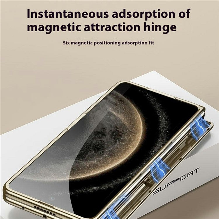 GKK For Huawei Mate X6 Case Ultra Clear Magnetic Hinge PC + Tempered Glass Phone Cover - Champagne Gold