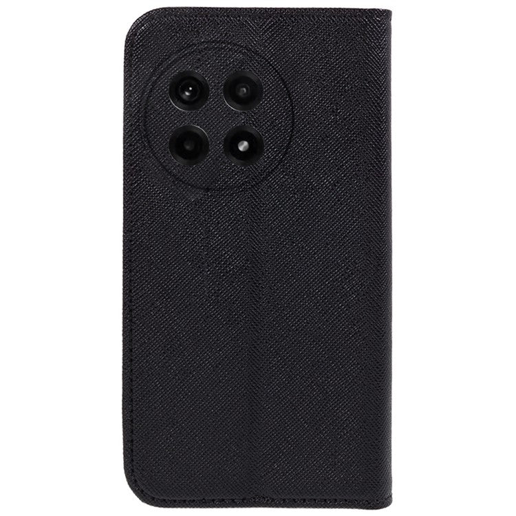For OnePlus Ace 5 5G / Ace 5 Pro 5G Case Cross Texture Leather Phone Cover Hidden Magnetic - Black