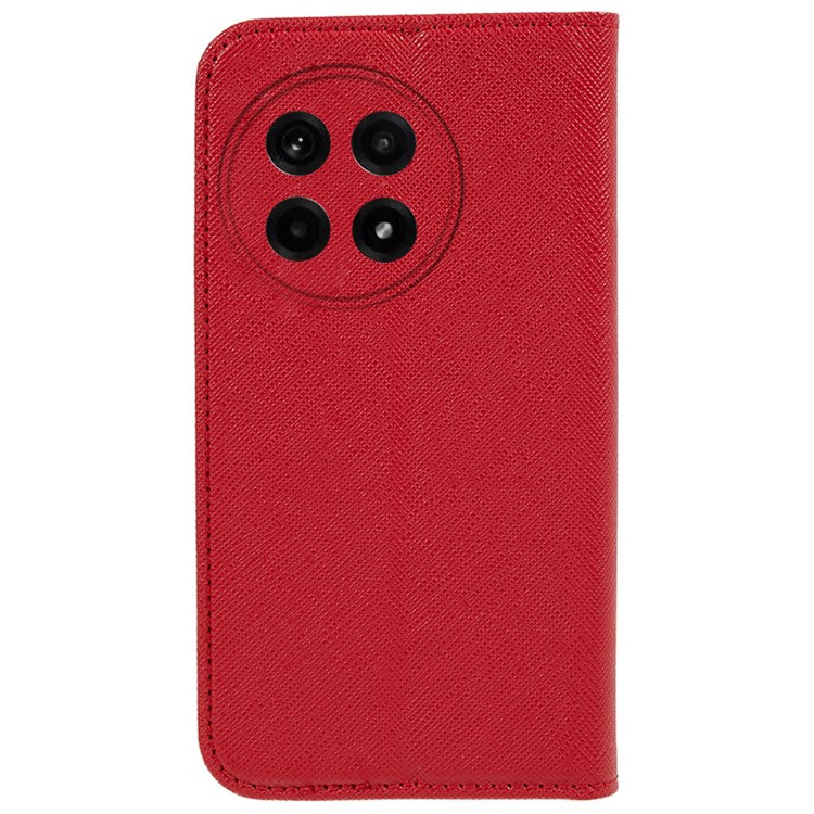 For OnePlus Ace 5 5G / Ace 5 Pro 5G Case Cross Texture Leather Phone Cover Hidden Magnetic - Red
