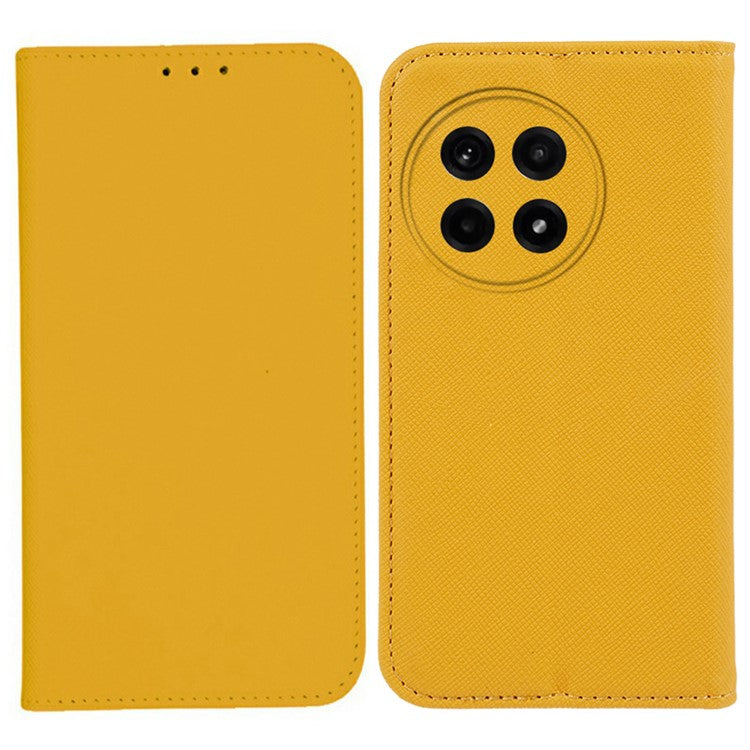 For OnePlus Ace 5 5G / Ace 5 Pro 5G Case Cross Texture Leather Phone Cover Hidden Magnetic - Yellow
