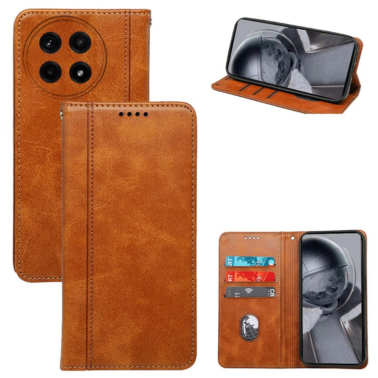For OnePlus Ace 5 5G / Ace 5 Pro 5G Case Hidden Magnetic Closure Calf Texture Leather Phone Cover - Yellow