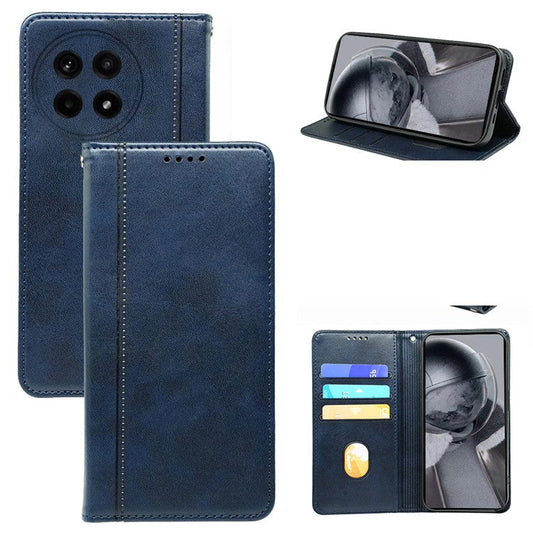 For OnePlus Ace 5 5G / Ace 5 Pro 5G Case Hidden Magnetic Closure Calf Texture Leather Phone Cover - Blue