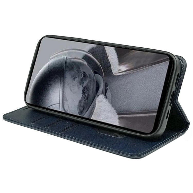 For OnePlus Ace 5 5G / Ace 5 Pro 5G Case Hidden Magnetic Closure Calf Texture Leather Phone Cover - Blue