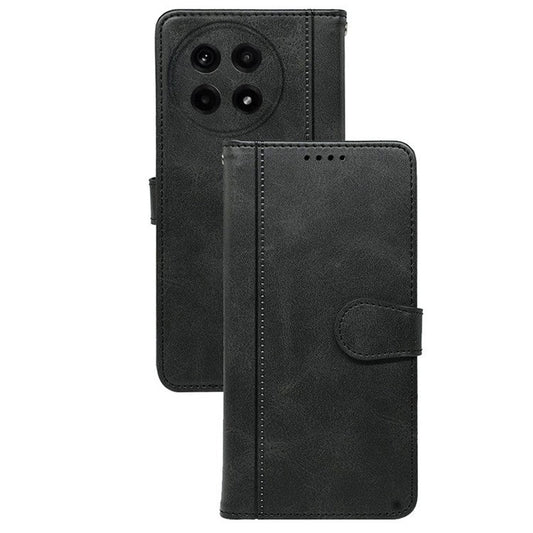 For OnePlus Ace 5 5G / Ace 5 Pro 5G Case Calf Texture Leather Stand Book Style Phone Cover - Black