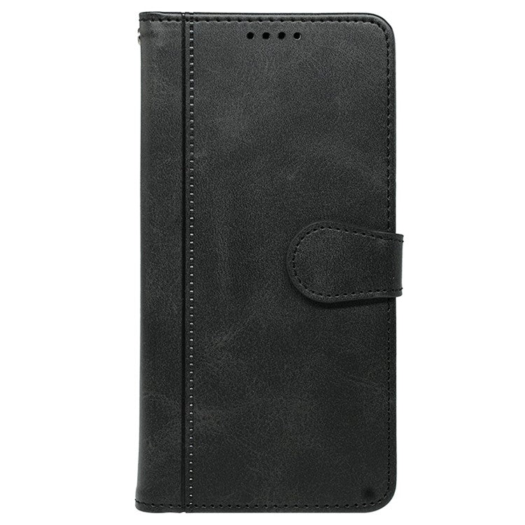 For OnePlus Ace 5 5G / Ace 5 Pro 5G Case Calf Texture Leather Stand Book Style Phone Cover - Black