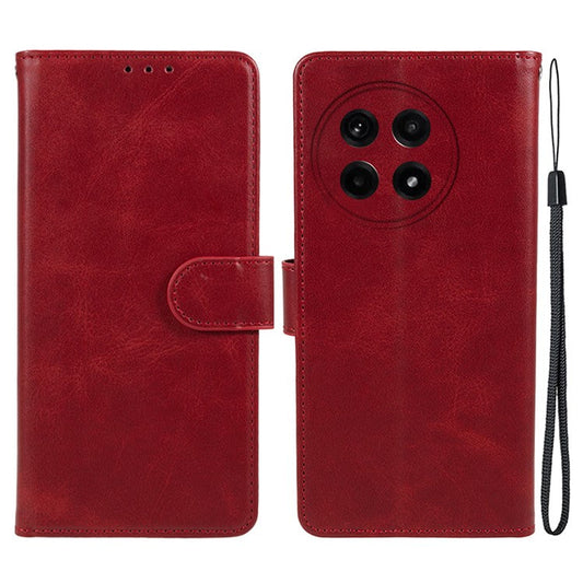 For OnePlus Ace 5 5G / Ace 5 Pro 5G Case PU Leather Wallet Protective Phone Cover Calf Texture - Red