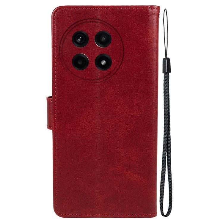 For OnePlus Ace 5 5G / Ace 5 Pro 5G Case PU Leather Wallet Protective Phone Cover Calf Texture - Red