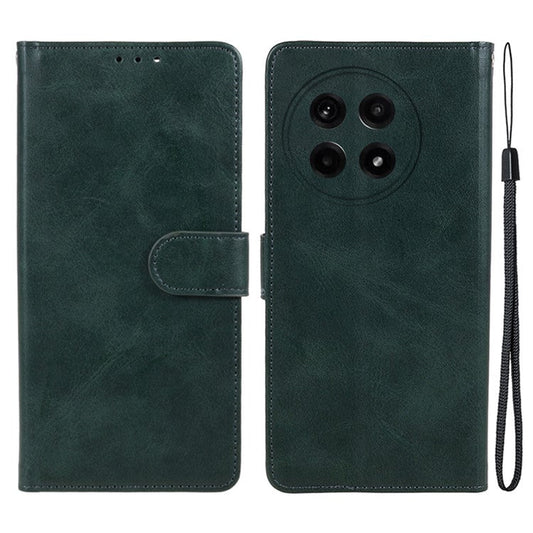For OnePlus Ace 5 5G / Ace 5 Pro 5G Case PU Leather Wallet Protective Phone Cover Calf Texture - Midnight Green