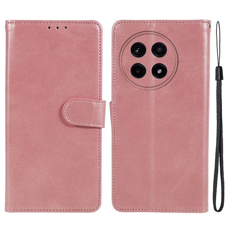 For OnePlus Ace 5 5G / Ace 5 Pro 5G Case PU Leather Wallet Protective Phone Cover Calf Texture - Rose Gold