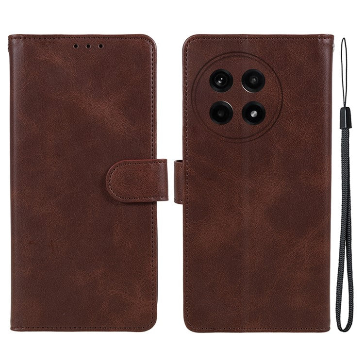 For OnePlus Ace 5 5G / Ace 5 Pro 5G Case PU Leather Wallet Protective Phone Cover Calf Texture - Brown