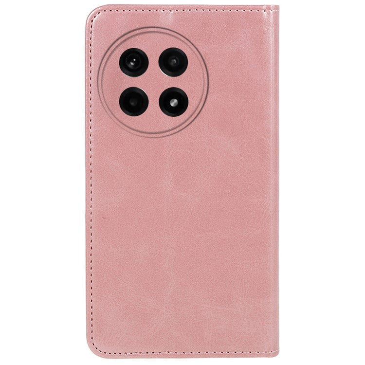 For OnePlus Ace 5 5G / Ace 5 Pro 5G Case Strong Magnetic PU Leather Phone Cover Calf Texture - Rose Gold