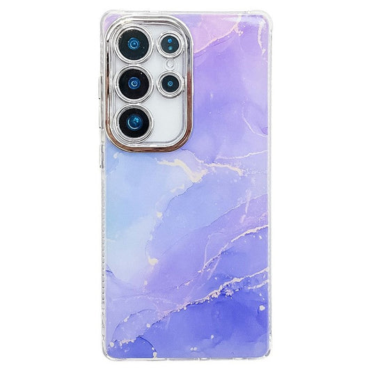 For Samsung Galaxy S24 Ultra Case IMD Marble Pattern Electroplated Protective Phone Cover - M10