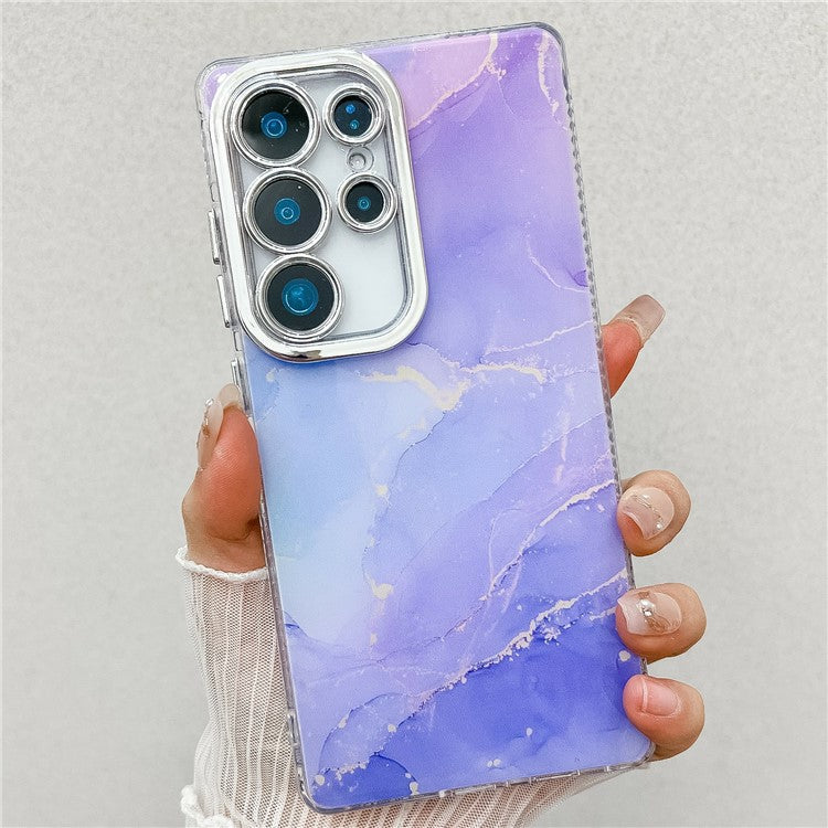 For Samsung Galaxy S24 Ultra Case IMD Marble Pattern Electroplated Protective Phone Cover - M10