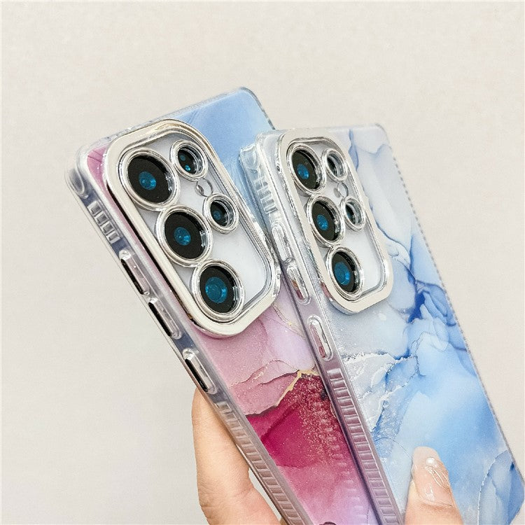 For Samsung Galaxy S24 Ultra Case IMD Marble Pattern Electroplated Protective Phone Cover - M10