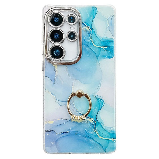 For Samsung Galaxy S25 Ultra Case with Kickstand IMD Marble Pattern Electroplated Phone Cover - M9