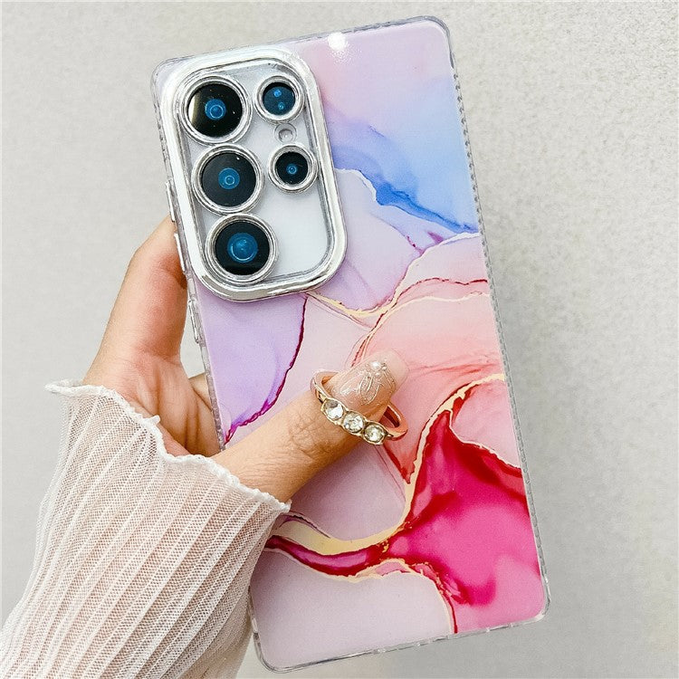 For Samsung Galaxy S25 Ultra Case with Kickstand IMD Marble Pattern Electroplated Phone Cover - M9
