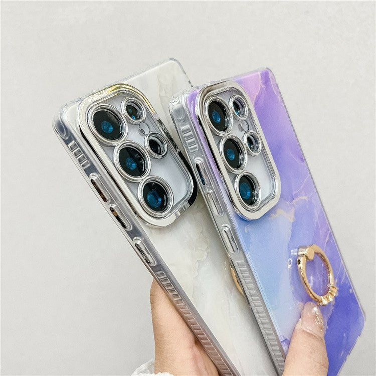 For Samsung Galaxy S25 Ultra Case with Kickstand IMD Marble Pattern Electroplated Phone Cover - M9