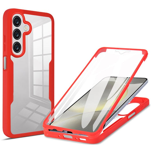 For Samsung Galaxy A26 5G Case Acrylic+TPU Clear Phone Cover with PET Screen Film - Red