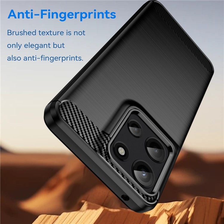 For Motorola Moto G Play (2025) 4G / G 5G (2025) Case Carbon Fiber Texture Brushed Phone Back Cover - Black