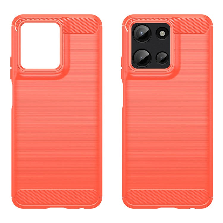 For Motorola Moto G Play (2025) 4G / G 5G (2025) Case Carbon Fiber Texture Brushed Phone Back Cover - Red