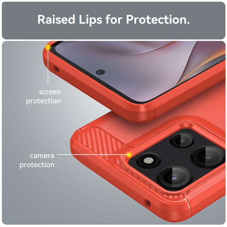 For Motorola Moto G Play (2025) 4G / G 5G (2025) Case Carbon Fiber Texture Brushed Phone Back Cover - Red