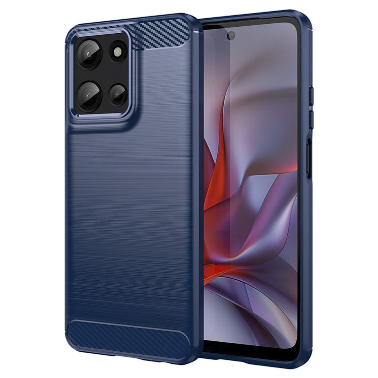 For Motorola Moto G Play (2025) 4G / G 5G (2025) Case Carbon Fiber Texture Brushed Phone Back Cover - Blue