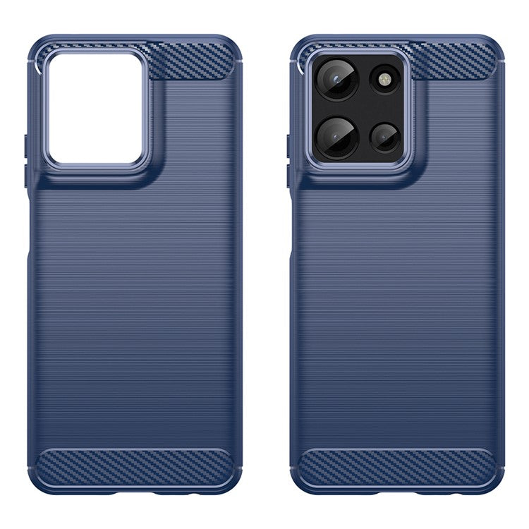 For Motorola Moto G Play (2025) 4G / G 5G (2025) Case Carbon Fiber Texture Brushed Phone Back Cover - Blue