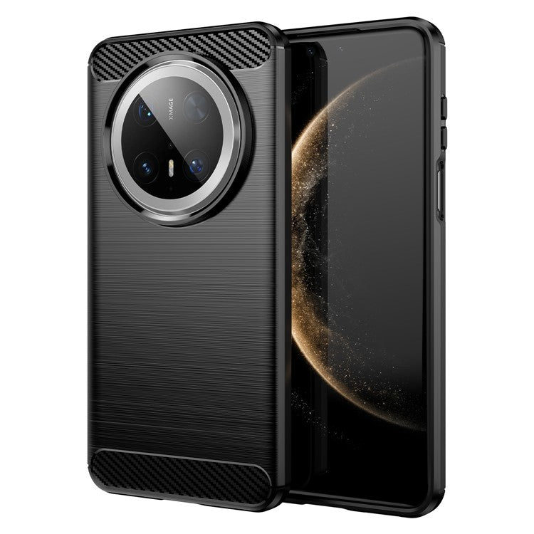 For Huawei Mate 70 Pro / 70 Pro+ Case Carbon Fiber Texture Brushed Phone Back Cover - Black