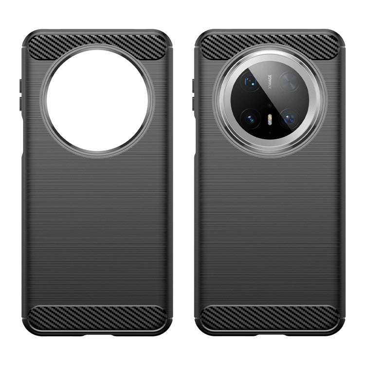 For Huawei Mate 70 Pro / 70 Pro+ Case Carbon Fiber Texture Brushed Phone Back Cover - Black