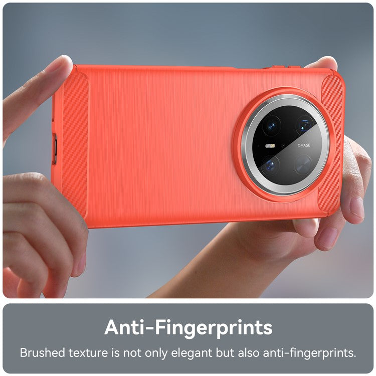 For Huawei Mate 70 Pro / 70 Pro+ Case Carbon Fiber Texture Brushed Phone Back Cover - Red