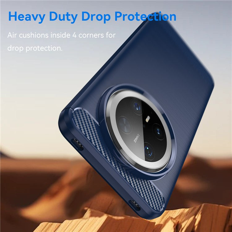 For Huawei Mate 70 Pro / 70 Pro+ Case Carbon Fiber Texture Brushed Phone Back Cover - Blue