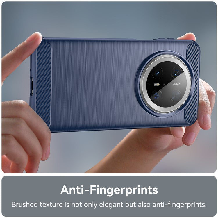 For Huawei Mate 70 Pro / 70 Pro+ Case Carbon Fiber Texture Brushed Phone Back Cover - Blue