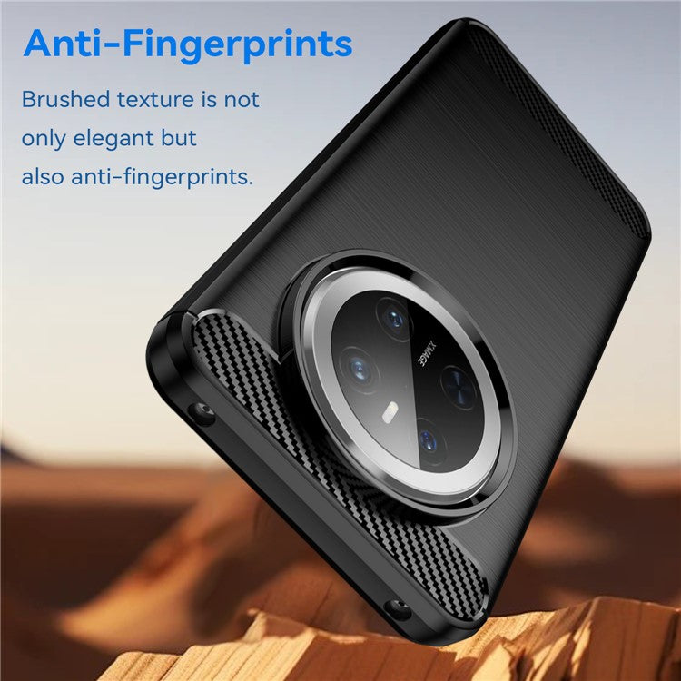 For Huawei Mate 70 Case Carbon Fiber Texture Brushed Phone Back Cover - Black