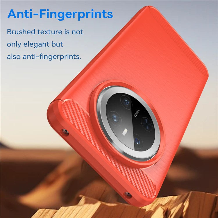 For Huawei Mate 70 Case Carbon Fiber Texture Brushed Phone Back Cover - Red