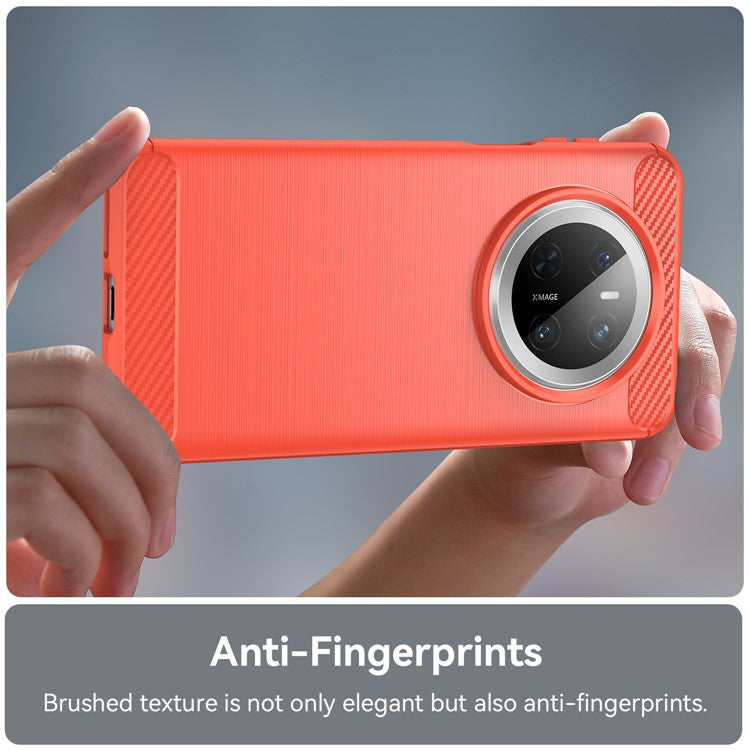 For Huawei Mate 70 Case Carbon Fiber Texture Brushed Phone Back Cover - Red