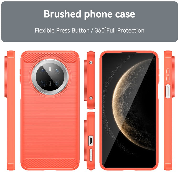 For Huawei Mate 70 Case Carbon Fiber Texture Brushed Phone Back Cover - Red