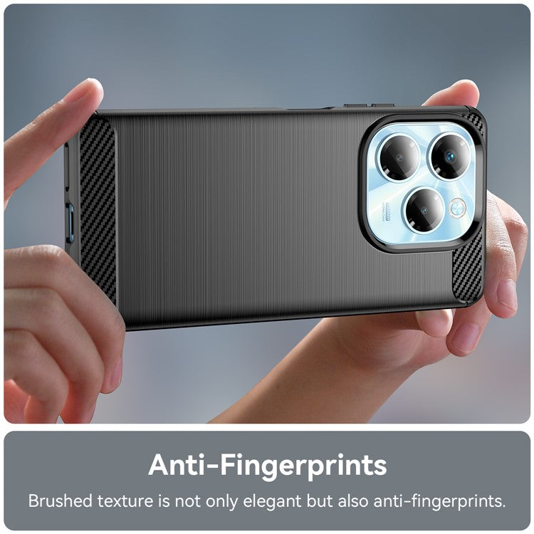 For Infinix Note 40X 5G Case Carbon Fiber Texture Brushed Phone Back Cover - Black