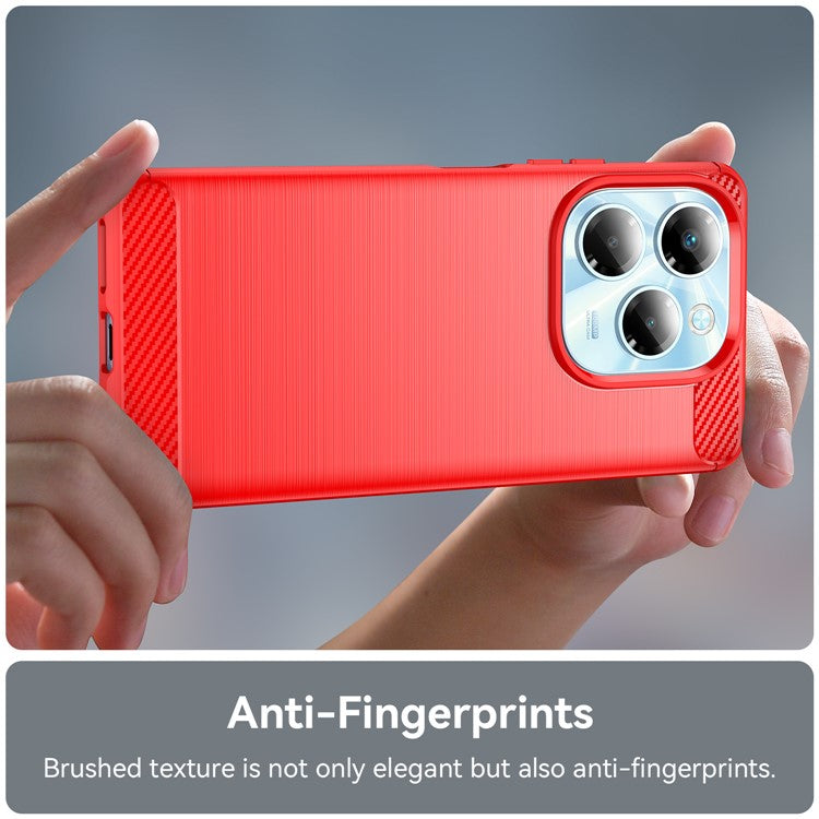 For Infinix Note 40X 5G Case Carbon Fiber Texture Brushed Phone Back Cover - Red