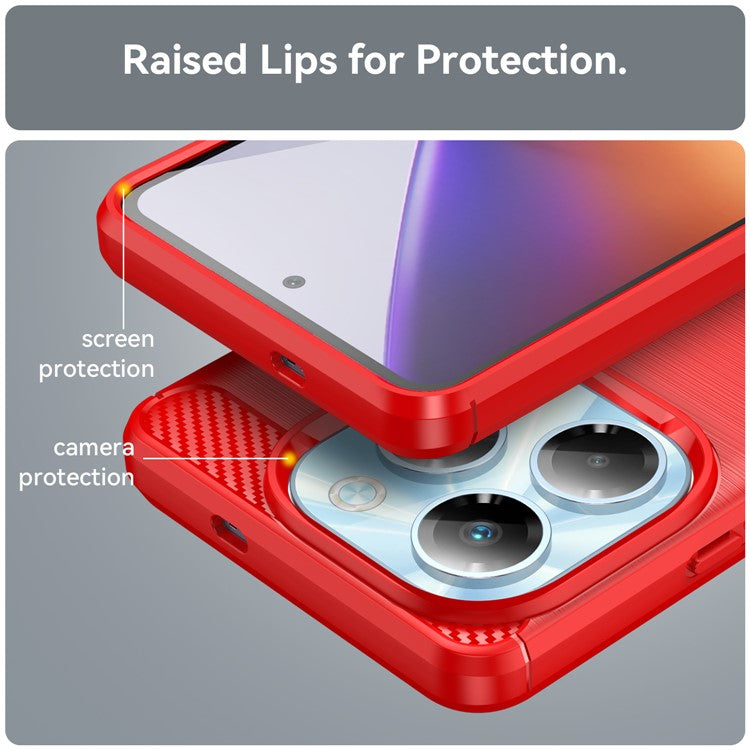 For Infinix Note 40X 5G Case Carbon Fiber Texture Brushed Phone Back Cover - Red