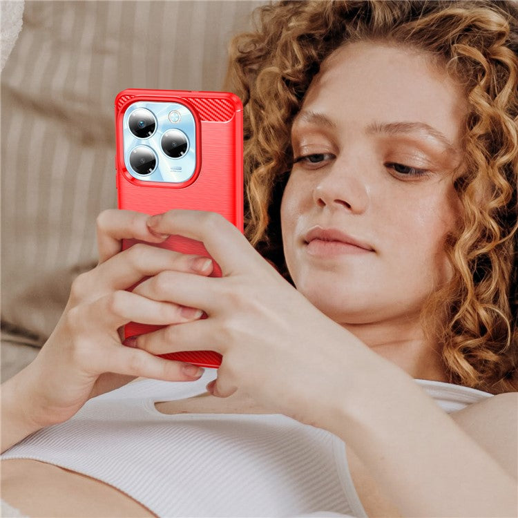For Infinix Note 40X 5G Case Carbon Fiber Texture Brushed Phone Back Cover - Red