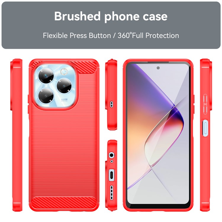 For Infinix Note 40X 5G Case Carbon Fiber Texture Brushed Phone Back Cover - Red