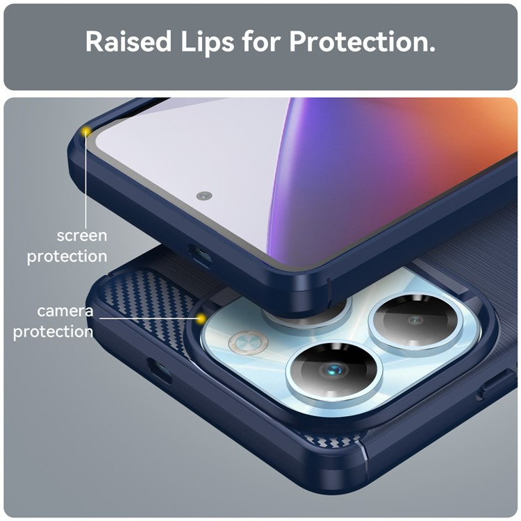 For Infinix Note 40X 5G Case Carbon Fiber Texture Brushed Phone Back Cover - Blue