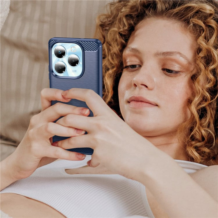 For Infinix Note 40X 5G Case Carbon Fiber Texture Brushed Phone Back Cover - Blue