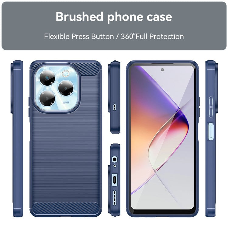 For Infinix Note 40X 5G Case Carbon Fiber Texture Brushed Phone Back Cover - Blue